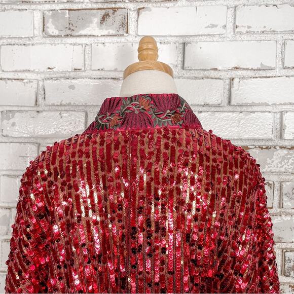 Free People Light Is Coming Visit Kimono Sequin Embellished Duster Jacket M - Picture 9 of 16